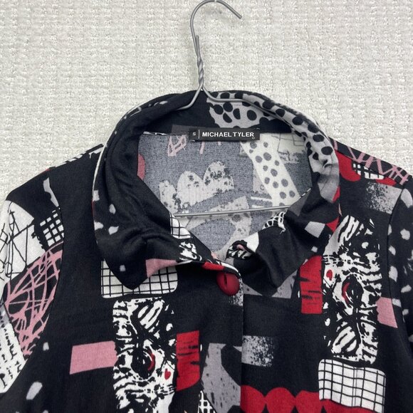 VTG Michael Tyler Top Blouse Tunic Womens Black Artsy Long Sleeve Size S - Picture 5 of 13